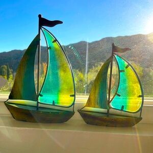Stained glass sail boat